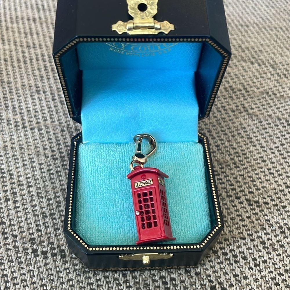 Juicy Couture Red Telephone Booth Charm Gold Tone - Picture 5 of 11